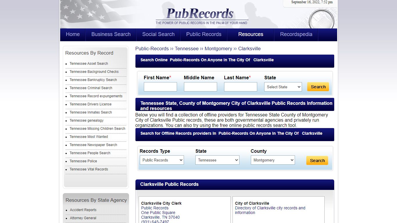 Clarksville, Montgomery County, Tennessee Public Records