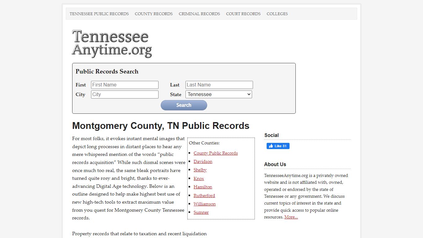 Montgomery County, TN Public Records - TennesseeAnytime.org